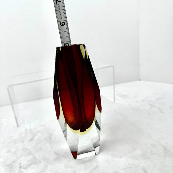 Faceted Mandruzzato Murano Sommerso 6.75" Glass Vase by Flavio Poli for Seguso - Picture 16 of 16